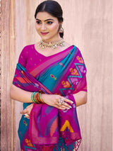 Sea Green Pochampalli Silk Brocade Saree | EZB SI04 SUPOC9001