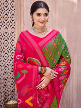 Mehandi Pochampalli Silk Brocade Saree | EZB SI04 SUPOC9005