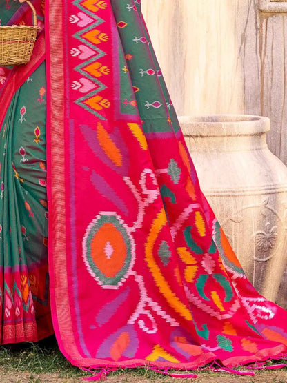 Grey Pochampalli Silk Brocade Saree | EZB SI04 SUPOC9007