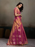 Tissue Silk Magenta Brocade Saree With Blouse Piece