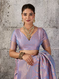 Lavender Kanjivaram Silk Blend Brocade Saree | EZB SI04 SUPRS1002