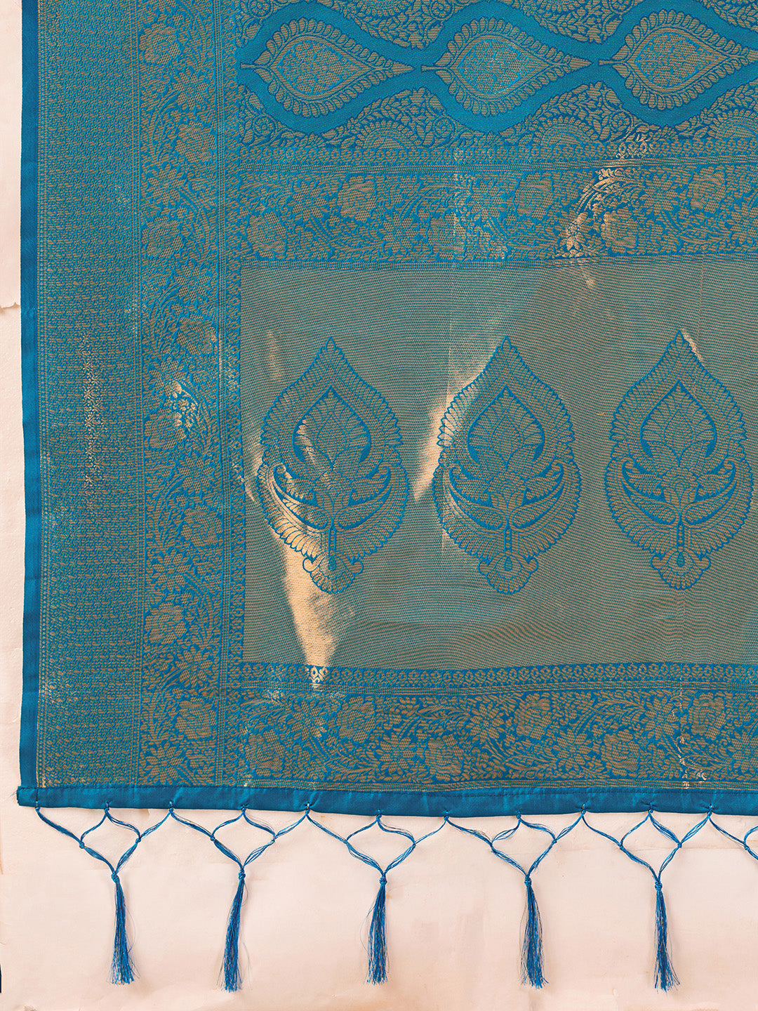 Teal Kanjivaram Silk Blend Brocade Saree | EZB SI04 SUPRS1003