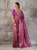 Magenta Kanjivaram Silk Blend Brocade Saree | EZB SI04 SUPRS1006