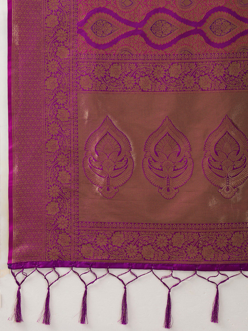 Magenta Kanjivaram Silk Blend Brocade Saree | EZB SI04 SUPRS1006