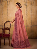 Light Pink Cotton  Woven Floral Saree | EZB SI04 SURAN1003