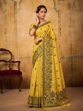 Yellow Cotton  Woven Floral Saree | EZB SI04 SURAN1005