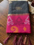 Black Soft Silk Contrast Pallu Saree | EZB SI04 SURIV1001