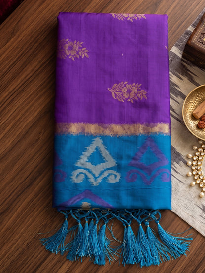 Purple Soft Silk Contrast Pallu Saree | EZB SI04 SURIV1002