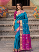 Rama Green Soft Silk Contrast Pallu Saree | EZB SI04 SURIV1006