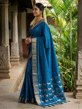 Blue Soft Silk Brocade Saree | EZB SI04 SURJA1002