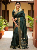 Green Soft Silk Brocade Saree | EZB SI04 SURJA1003