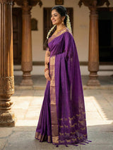 Purple Soft Silk Brocade Saree | EZB SI04 SURJA1007