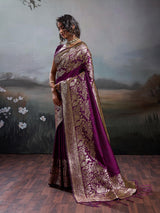 Purple Silk Blend Brocade Saree | EZB SI04 SURJW1005