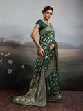 Green Silk Blend Handloom Saree | EZB SI04 SURJW2001