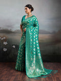 Rama Green Silk Blend Handloom Saree | EZB SI04 SURJW2005