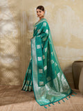 Sea Green Silk Blend Handloom Saree | EZB SI04 SURJW3003