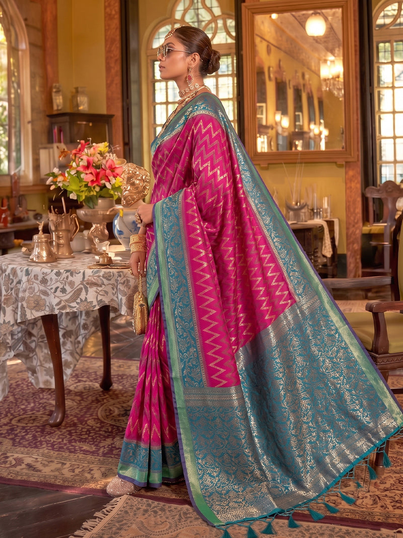 Rani & Teal Silk Banarasi Saree | EZB SI04 SUROY1002