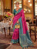 Rani & Teal Silk Banarasi Saree | EZB SI04 SUROY1002