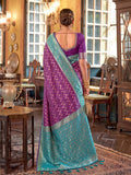 Purple & Purple Silk Banarasi Saree | EZB SI04 SUROY1003
