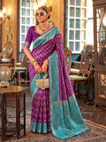 Purple & Purple Silk Banarasi Saree | EZB SI04 SUROY1003