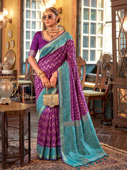 Purple & Purple Silk Banarasi Saree | EZB SI04 SUROY1003