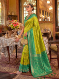 Light Green & Green Silk Banarasi Saree | EZB SI04 SUROY1004