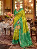 Light Green & Green Silk Banarasi Saree | EZB SI04 SUROY1004