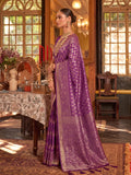 Purple & Purple Silk Banarasi Saree | EZB SI04 SUROY1005