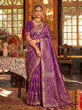 Purple & Purple Silk Banarasi Saree | EZB SI04 SUROY1005