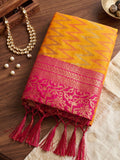 Mustard & Red Silk Banarasi Saree | EZB SI04 SUROY1006
