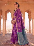 Purple & Green Soft Silk Ikat Saree | EZB SI04 SUSAG1001
