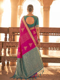 Magenta & Teal Soft Silk Ikat Saree | EZB SI04 SUSAG1002