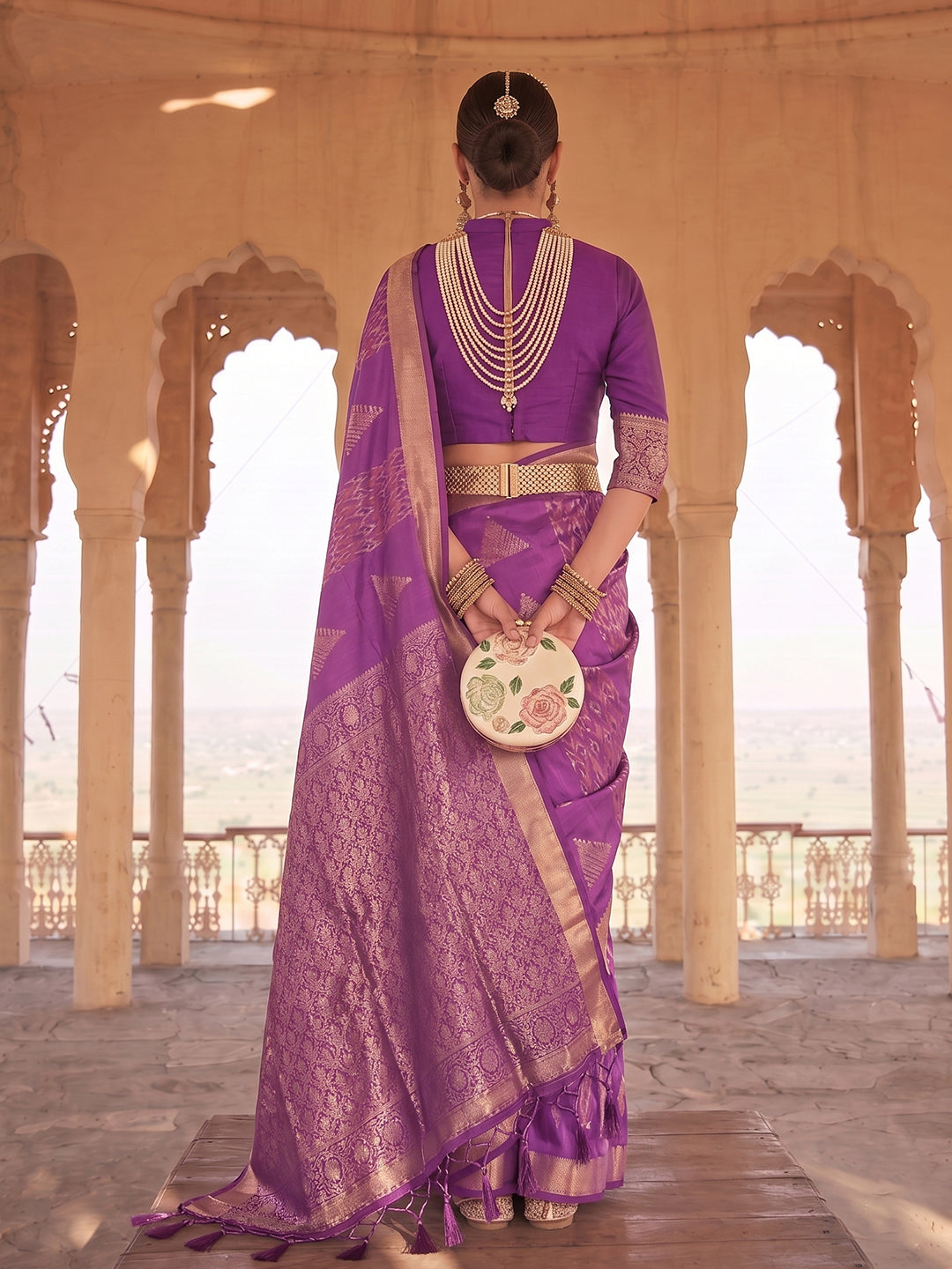 Violet & Purple Soft Silk Ikat Saree | EZB SI04 SUSAG1003