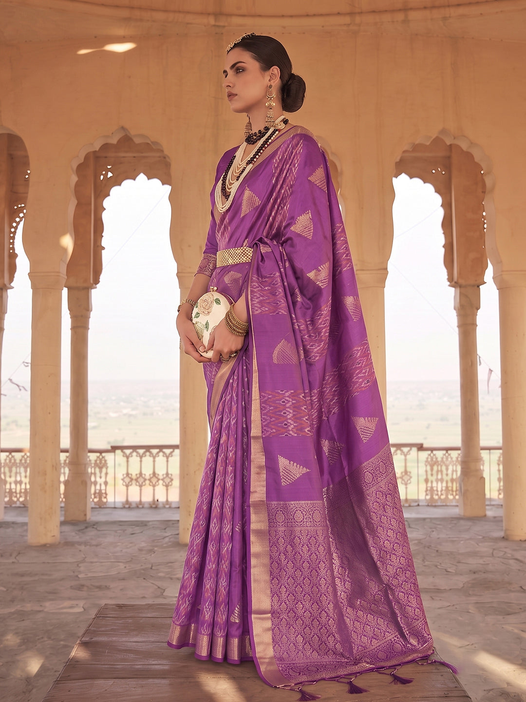 Violet & Purple Soft Silk Ikat Saree | EZB SI04 SUSAG1003