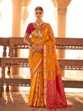 Orange & Red Soft Silk Ikat Saree | EZB SI04 SUSAG1005