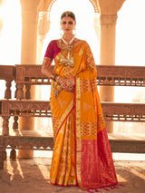 Orange & Red Soft Silk Ikat Saree | EZB SI04 SUSAG1005