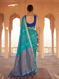 Sky blue & Blue Soft Silk Ikat Saree | EZB SI04 SUSAG1006