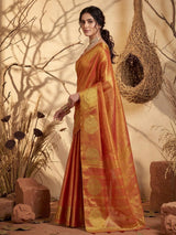 Orange Tissue Silk Brocade Saree | EZB SI04 SUSUA1003