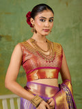 Lavender & Maroon Kanchivaram Silk Paithani Saree | EZB SI04 SUTIR1001