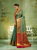 Teal & Maroon Kanchivaram Silk Paithani Saree | EZB SI04 SUTIR1002
