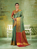 Teal & Maroon Kanchivaram Silk Paithani Saree | EZB SI04 SUTIR1002
