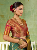 Teal & Maroon Kanchivaram Silk Paithani Saree | EZB SI04 SUTIR1002