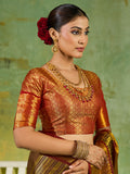 Brown & Maroon Kanchivaram Silk Paithani Saree | EZB SI04 SUTIR1003