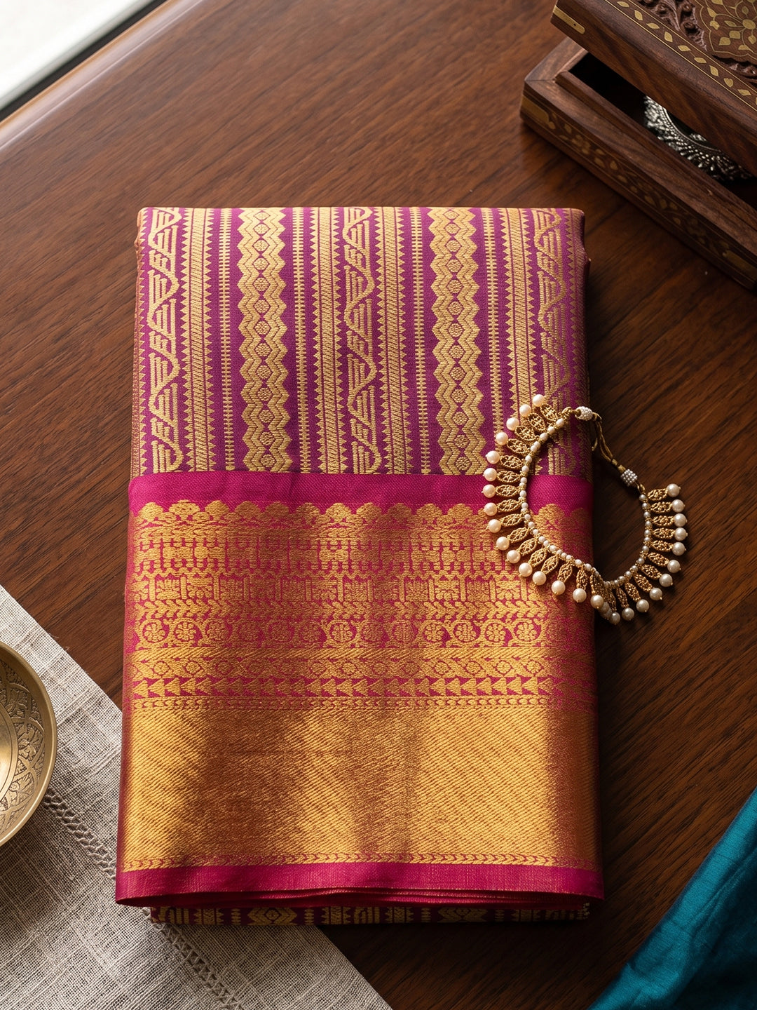 Purple & MAROON Kanchivaram Silk Paithani Saree | EZB SI04 SUTIR1004