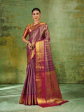 Purple & MAROON Kanchivaram Silk Paithani Saree | EZB SI04 SUTIR1004