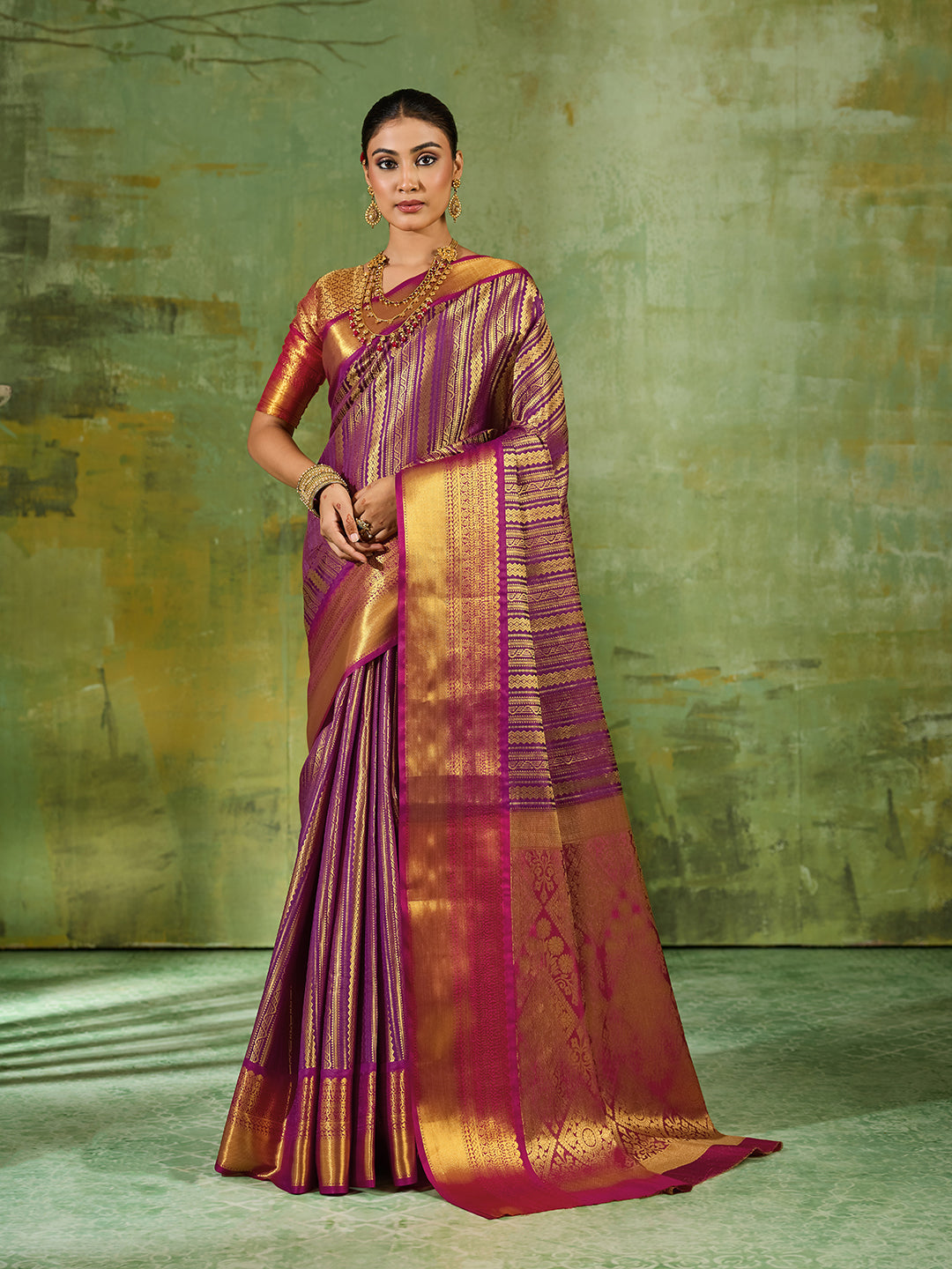 Purple & MAROON Kanchivaram Silk Paithani Saree | EZB SI04 SUTIR1004