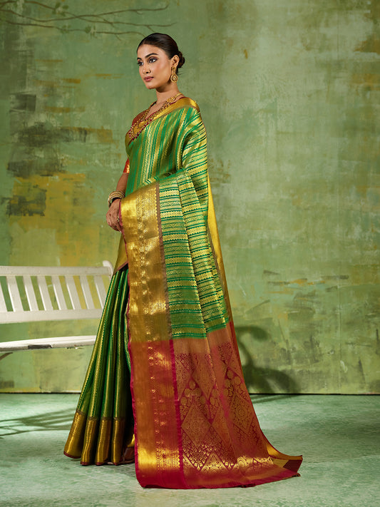 Green & Maroon Kanchivaram Silk Paithani Saree | EZB SI04 SUTIR1005
