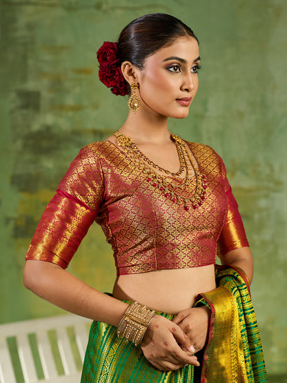 Green & Maroon Kanchivaram Silk Paithani Saree | EZB SI04 SUTIR1005