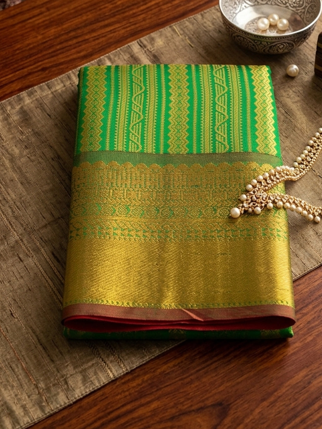 Green & Maroon Kanchivaram Silk Paithani Saree | EZB SI04 SUTIR1005