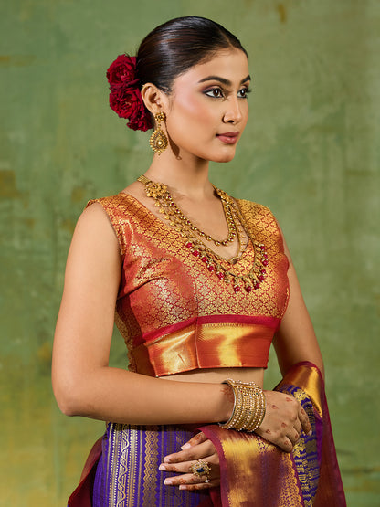Blue & Maroon Kanchivaram Silk Paithani Saree | EZB SI04 SUTIR1006
